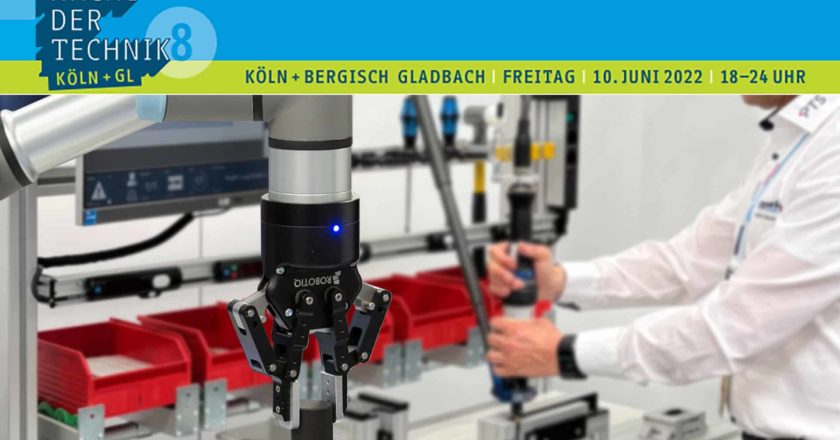 Auf dem Foto sehen Sie einen Roboterarm und einen Schraubtechnik Arbeitsplatz von PTS Automation GmbH