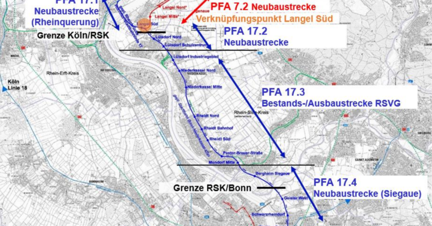 Übersicht der Planfeststellungsabschnitte Linie 17 und Linie 7