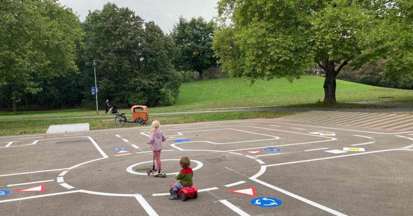 Das Foto zeigt den neuen Verkehrsübungsplatz im Vorgebirgspark Köln