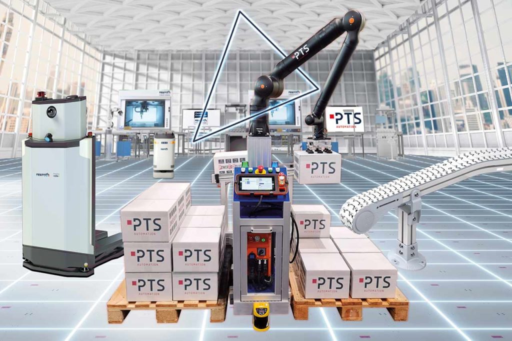 Das Fot zeigt einen Cobot Palettierer von PTS