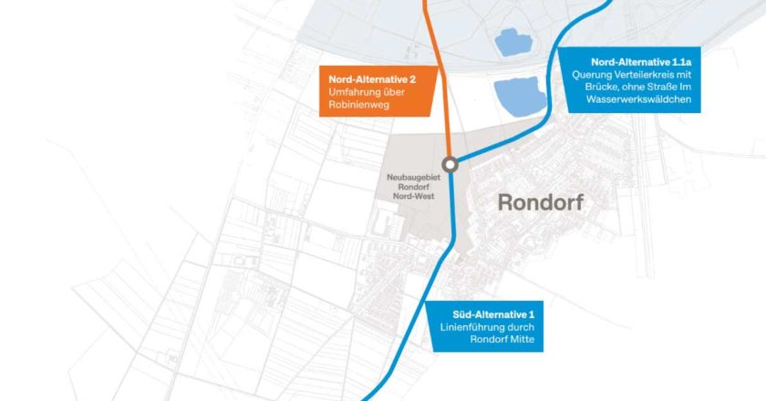 Das Foto zeigt die Stadtbahnverlängerung nach Rondorf und Meschenich