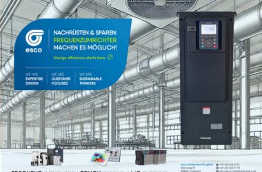 Darstellung eines modernen Frequenzumrichters in einer Lüftungsanlage, als nachhaltige Lösung zur Energieeinsparung und Optimierung von Lüftungssystemen.