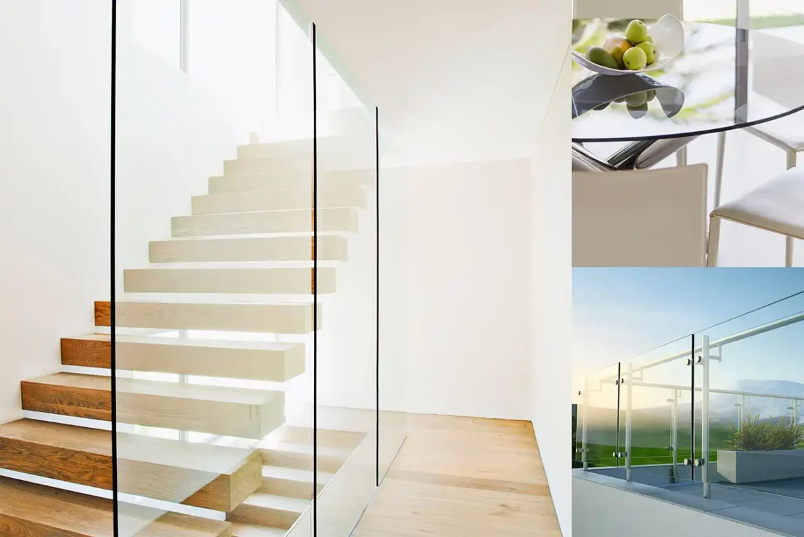 Glasscheibe nach Maß für Treppe, Glastisch und Glasgeländer